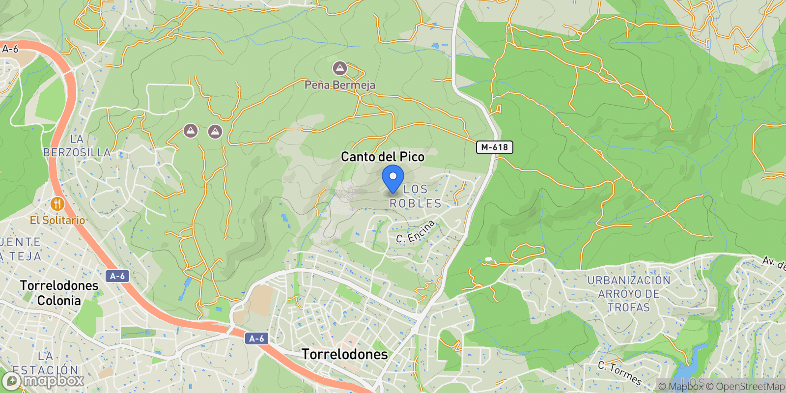 Map showing Los Robles, Torrelodones, MADRID, Torrelodones, Torrelodones, Community of Madrid, Spain.