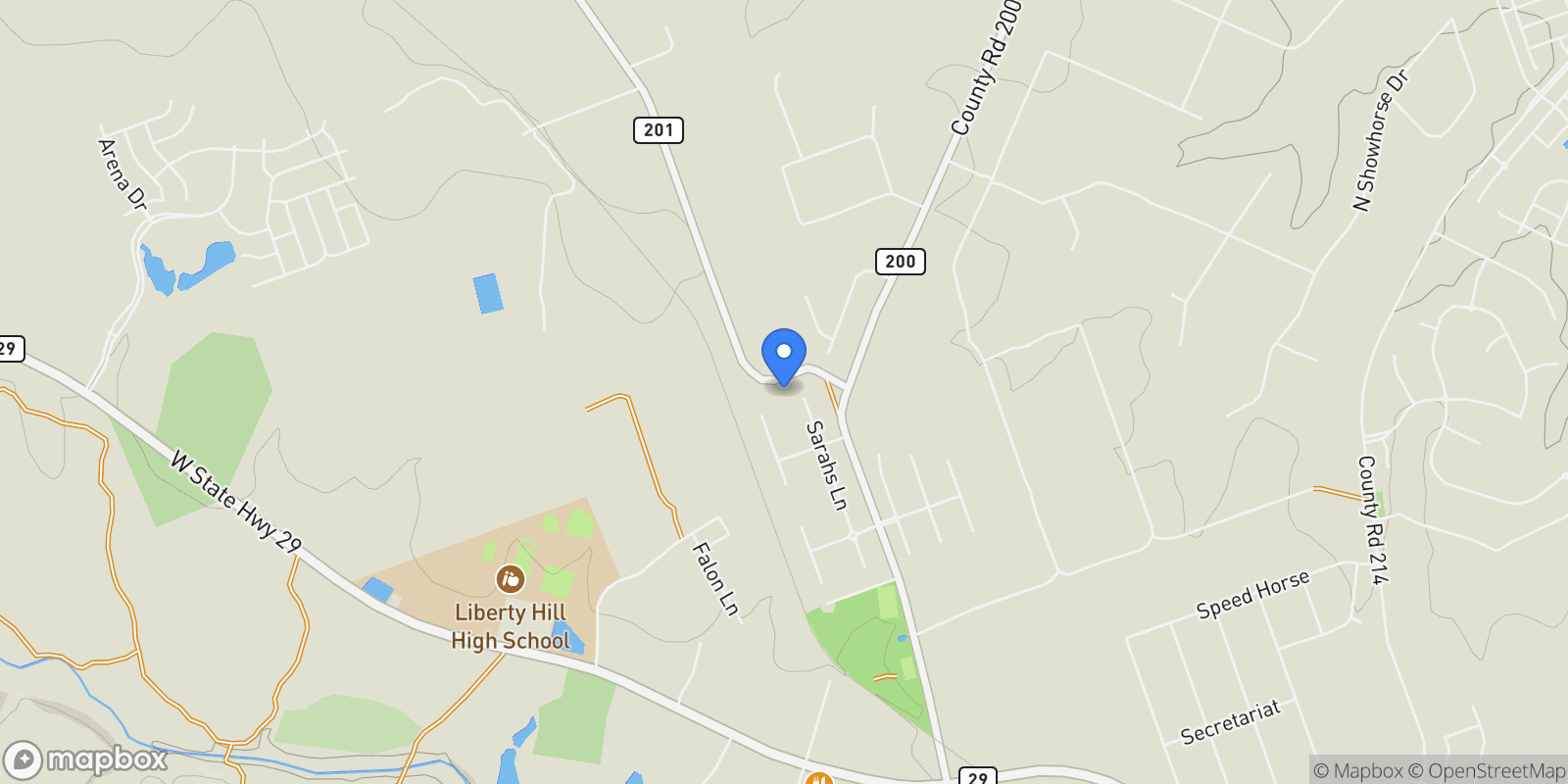 Map showing 321 Sarahs LN, Liberty Hill, Texas, United States.