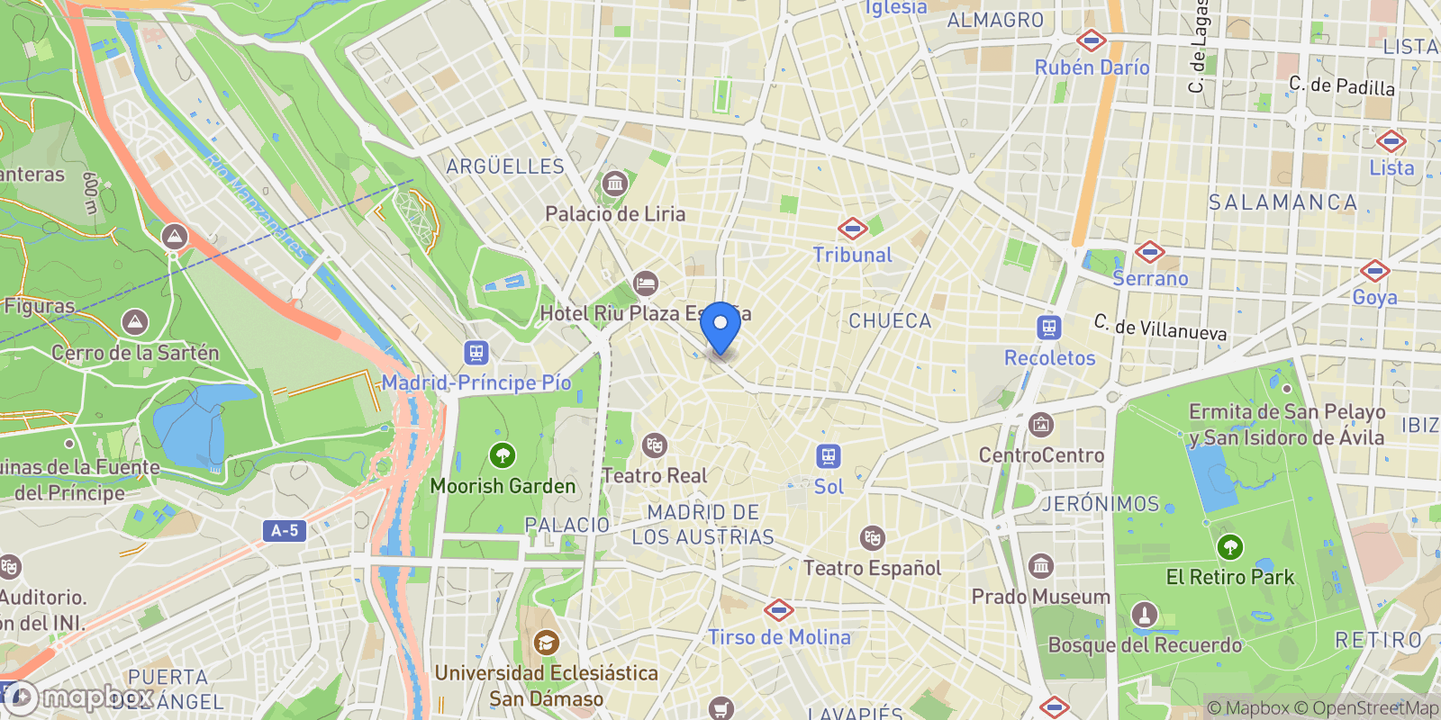 Map showing Malasaña, Madrid, MADRID, Madrid, Centro, Madrid, Spain.