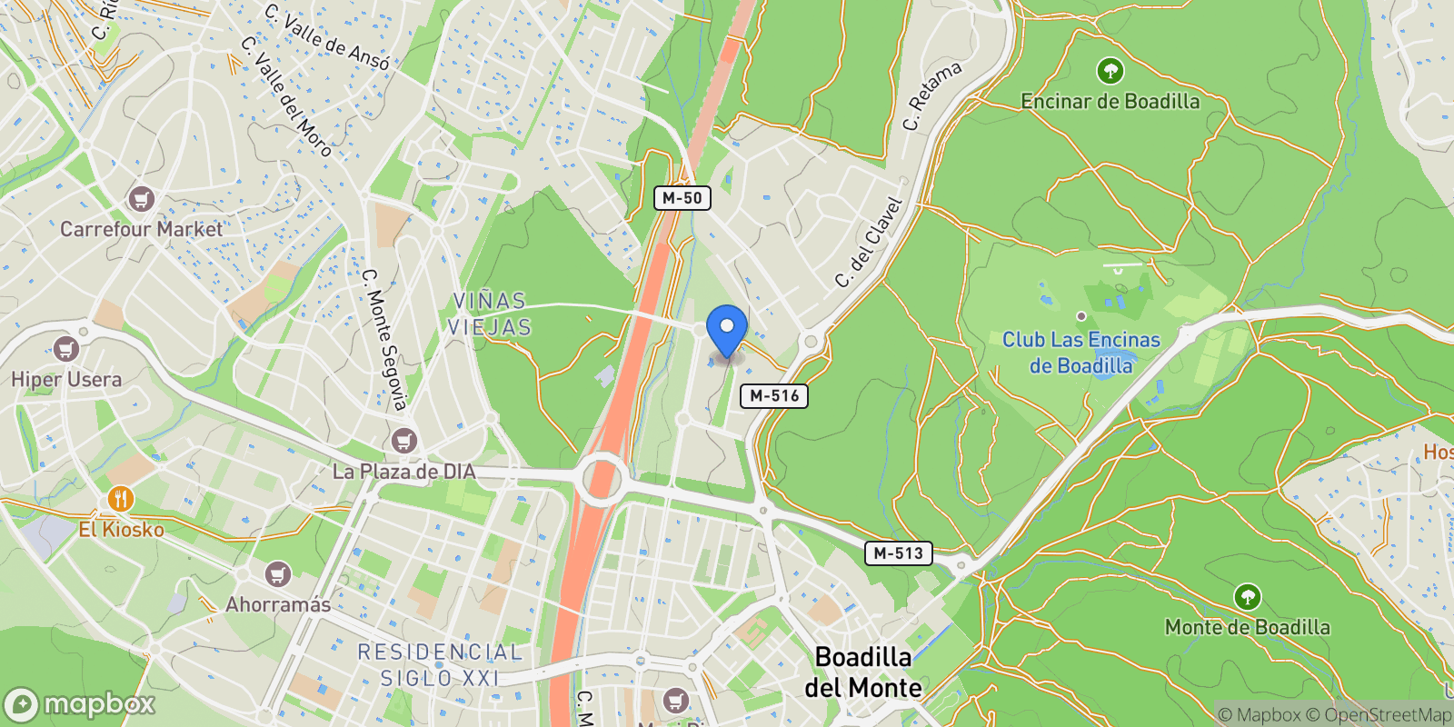 Map showing Valdepastores - Las Encinas, Boadilla del Monte, MADRID, Boadilla del Monte, Boadilla del Monte, Community of Madrid, Spain.