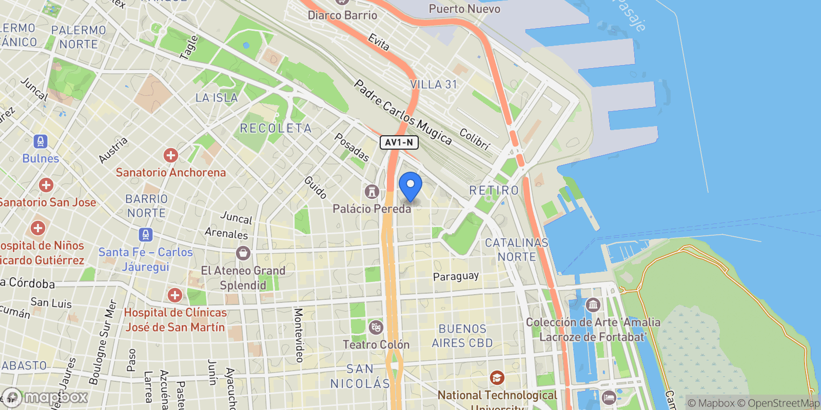 Map showing Suipacha al 1300, Retiro, Buenos Aires, Buenos Aires, Argentina.