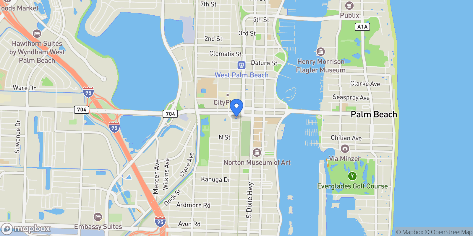Map showing 550 Okeechobee Boulevard 622, West Palm Beach, Florida, United States.