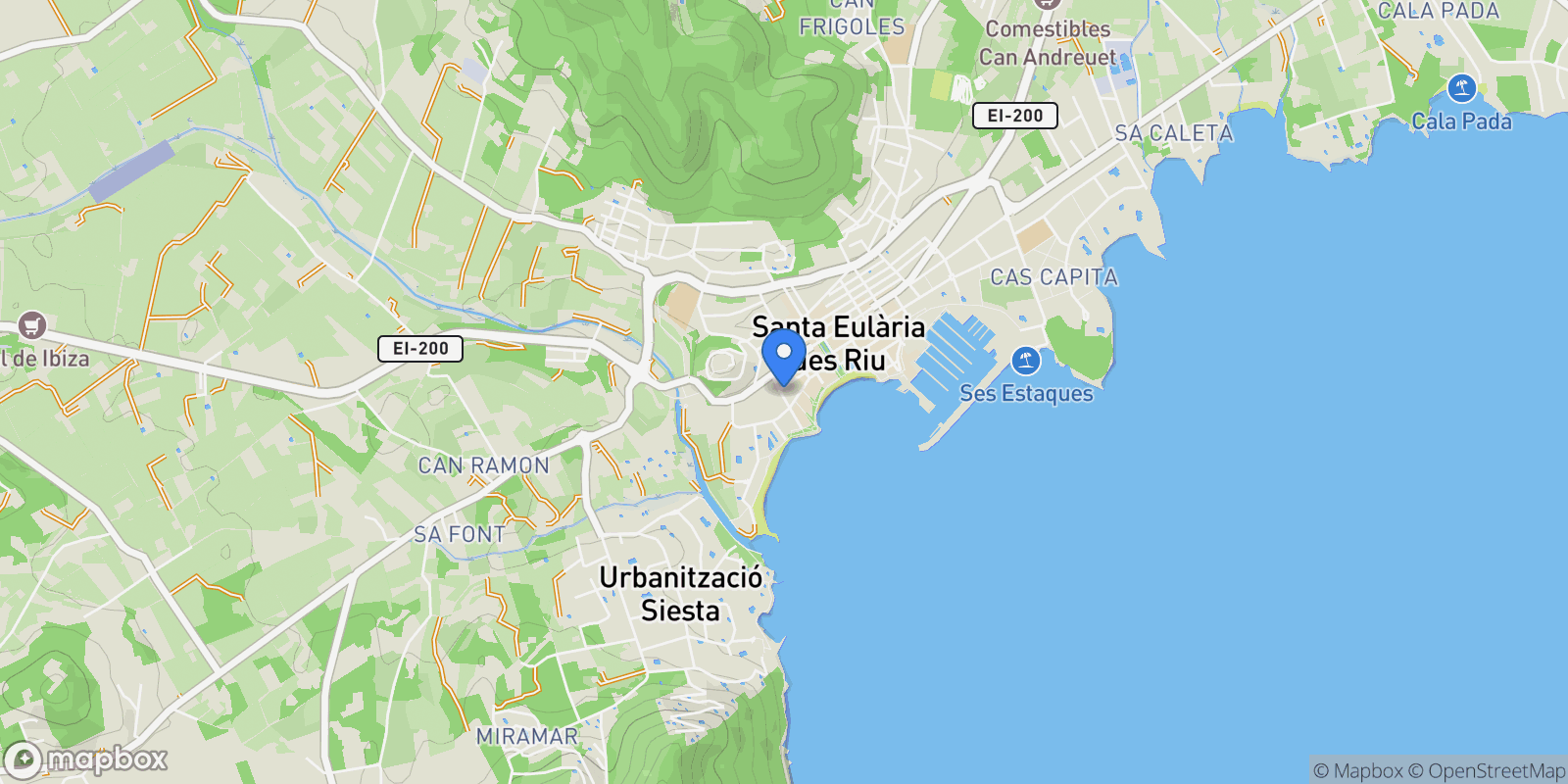 Map showing Santa Eulalia del Río, Santa Eulalia del Rio, BALEARES, Santa Eulalia del Rio, Santa Eularia des Riu, Balearic Islands, Spain.