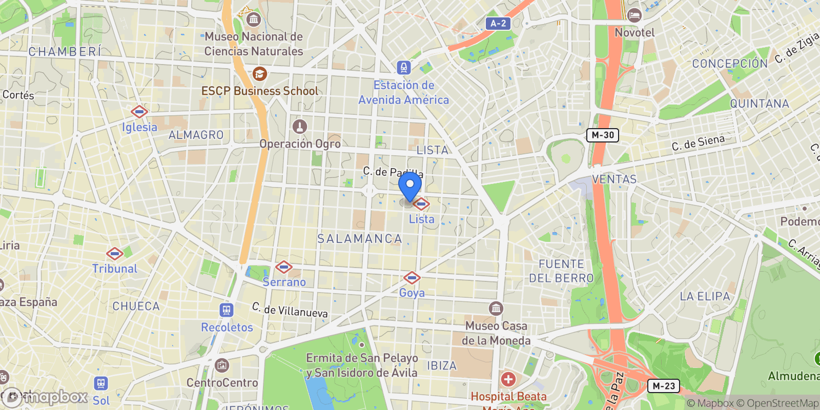 Map showing Lista, Madrid, MADRID, Madrid, Barrio Salamanca, Madrid, Spain.