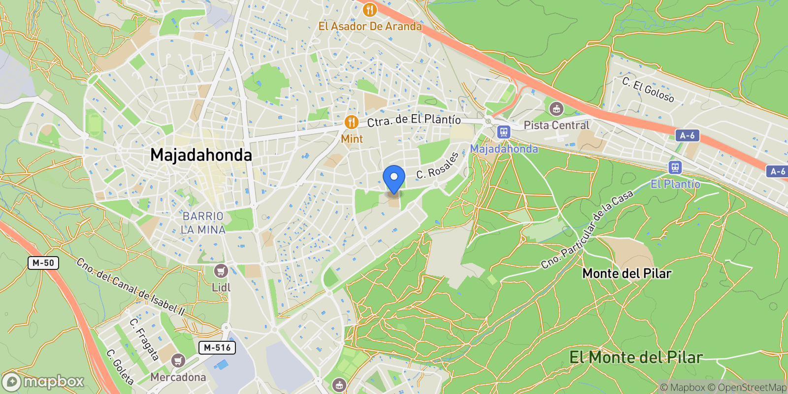 Map showing Zona Monte el Pilar, Majadahonda, MADRID, Majadahonda, Majadahonda, Community of Madrid, Spain.