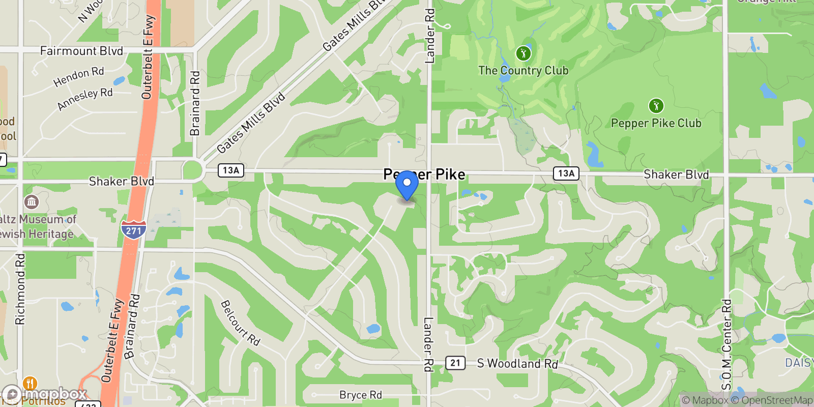 Map showing 3007 Kersdale Road, Pepper Pike, OH, 44124, USA, Pepper Pike, Ohio, United States.