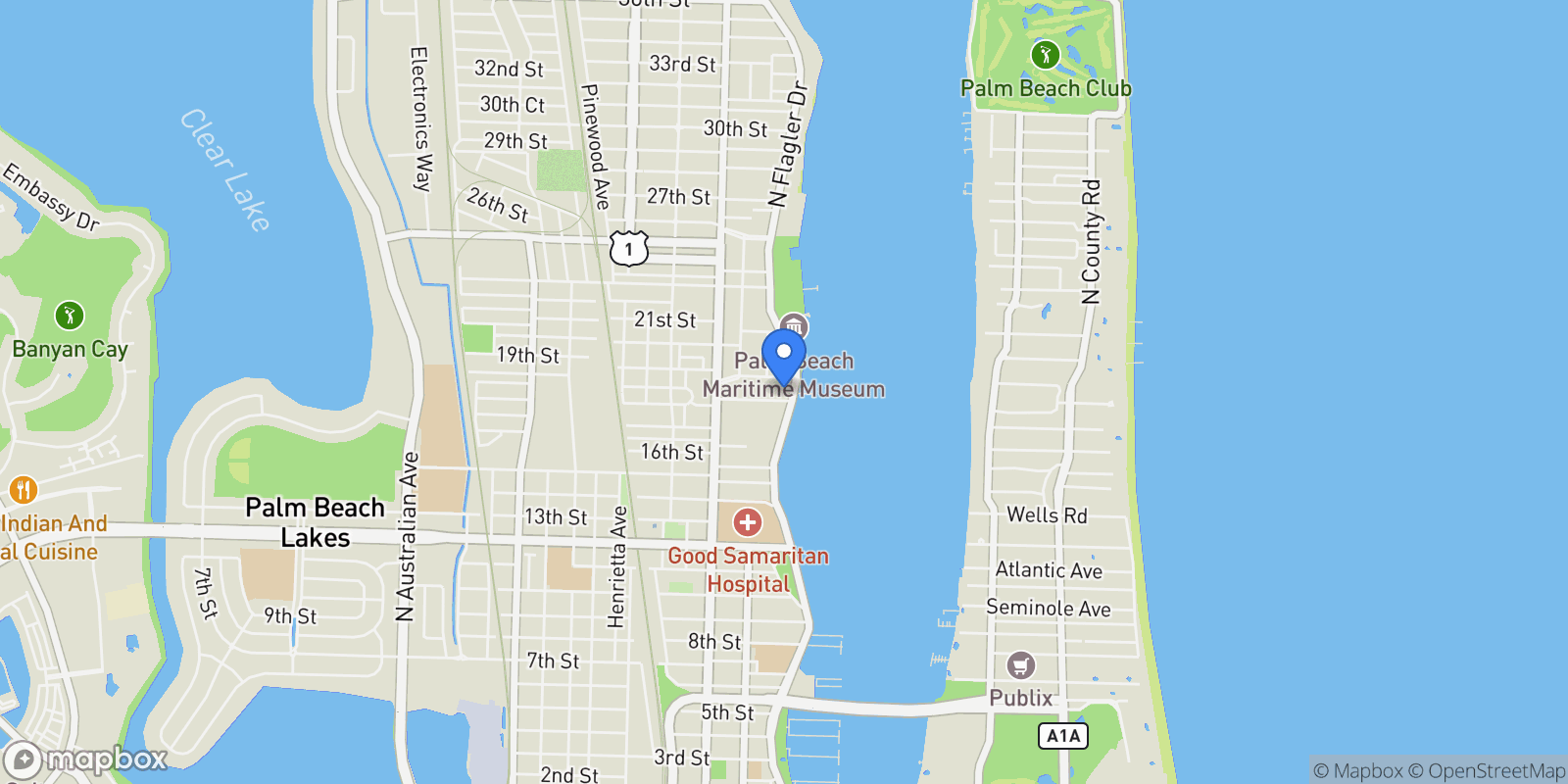 Map showing 1919 N Flagler Drive 708, West Palm Beach, Florida, United States.