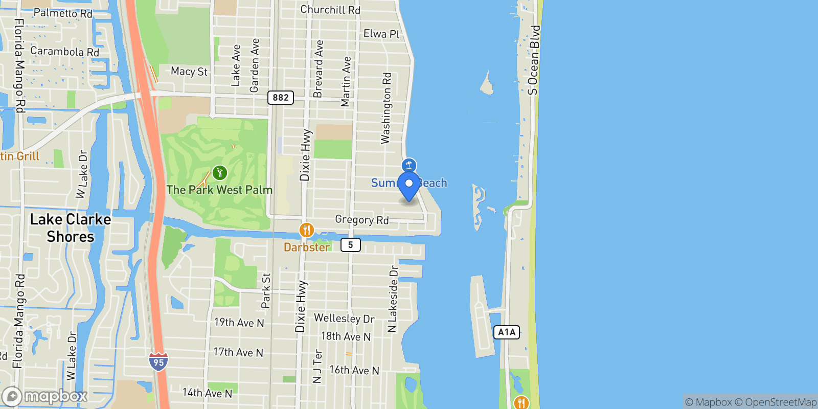 Map showing 50 Rutland Boulevard, West Palm Beach, Florida, United States.