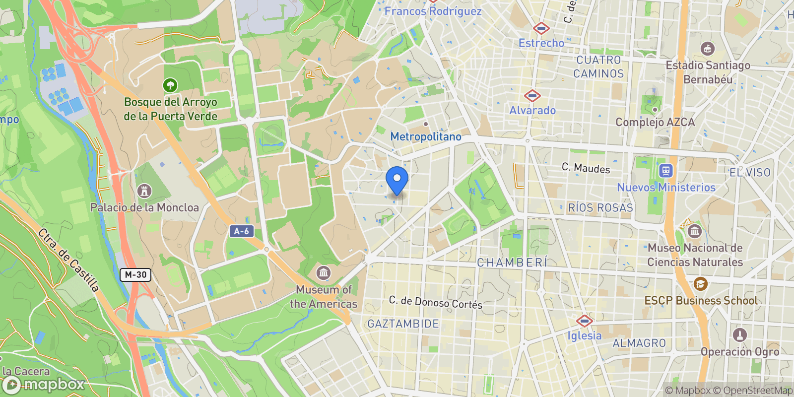 Map showing Vallehermoso, Madrid, MADRID, Madrid, Chamberi, Madrid, Spain.