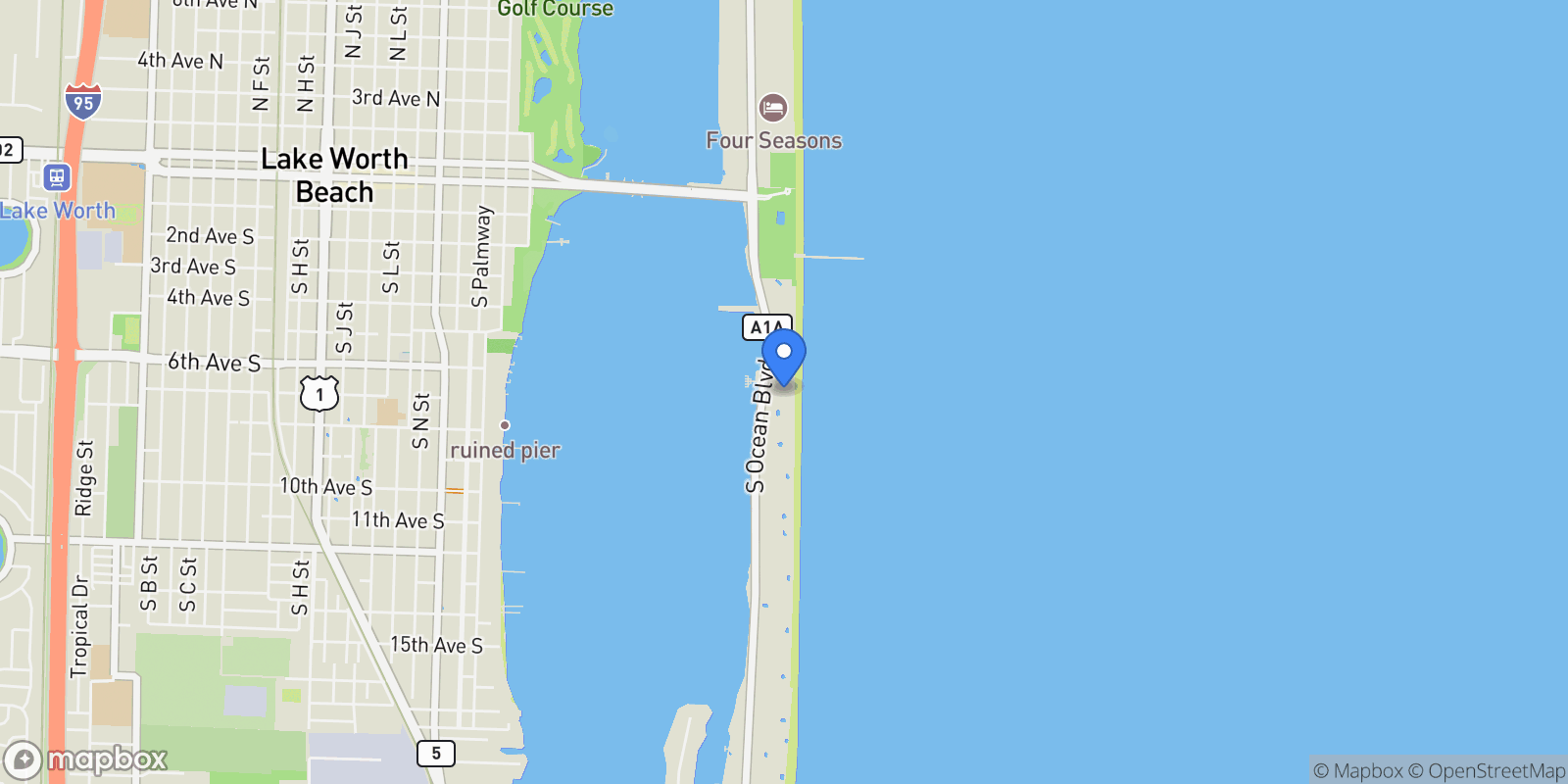 Map showing 3120 S Ocean Boulevard 3602, Palm Beach, Florida, United States.
