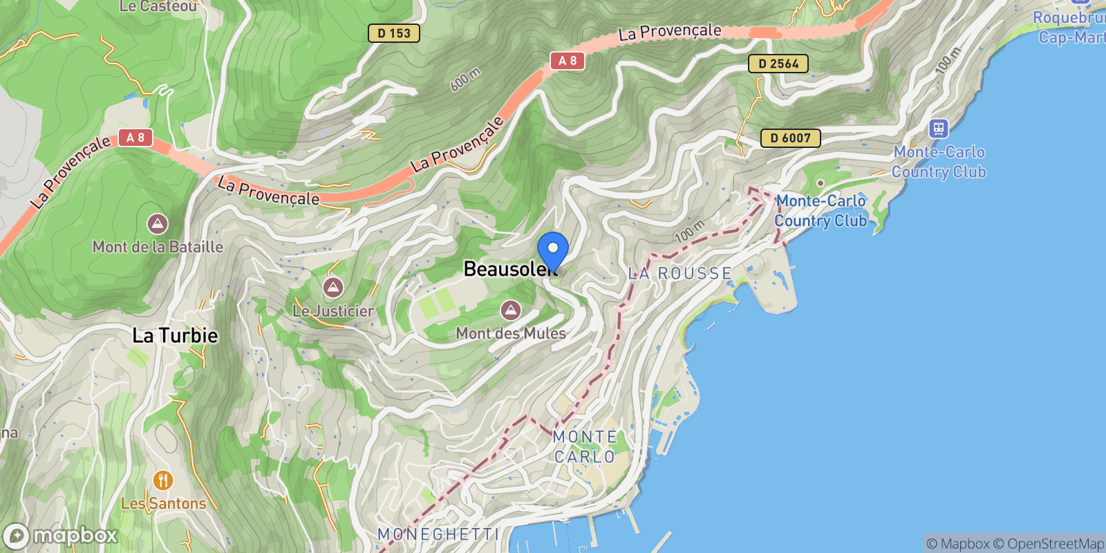 Map showing Beausoleil, Beausoleil, Beausoleil, Provence-Alpes-Côte d'Azur, France.