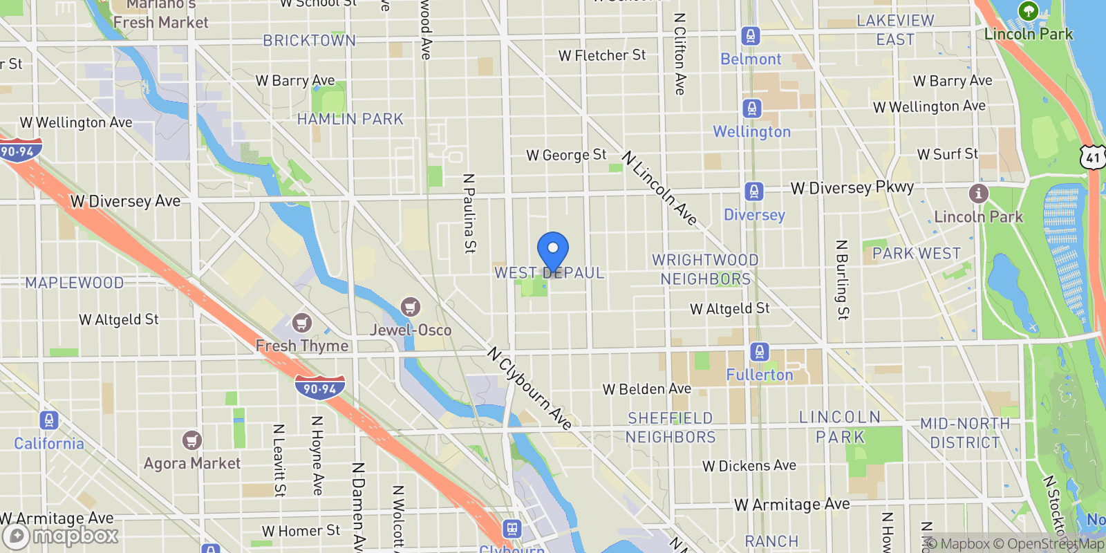 Map showing 1459 W Wrightwood Avenue #1459, Chicago, Illinois, United States.