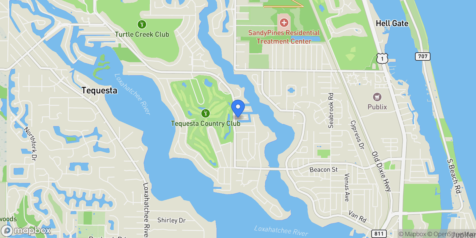 Map showing 8 Leeward Circle, Tequesta, Florida, United States.