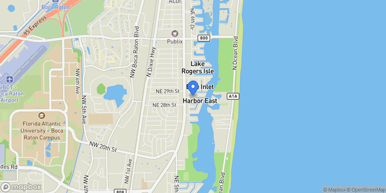 Map showing 680 NE Marine Drive N, Boca Raton, Florida, United States.