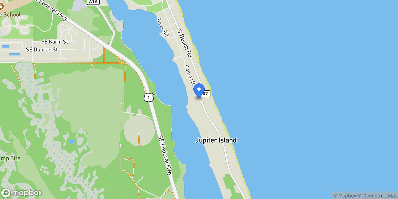 Map showing 202 Gomez Road, Hobe Sound, Florida, United States.