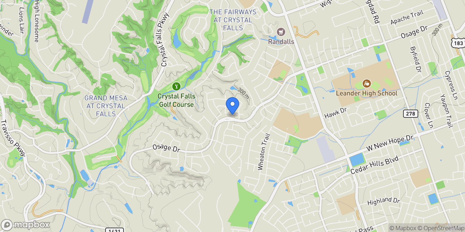 Map showing 2216 Lookout Knoll DR, Leander, Texas, United States.