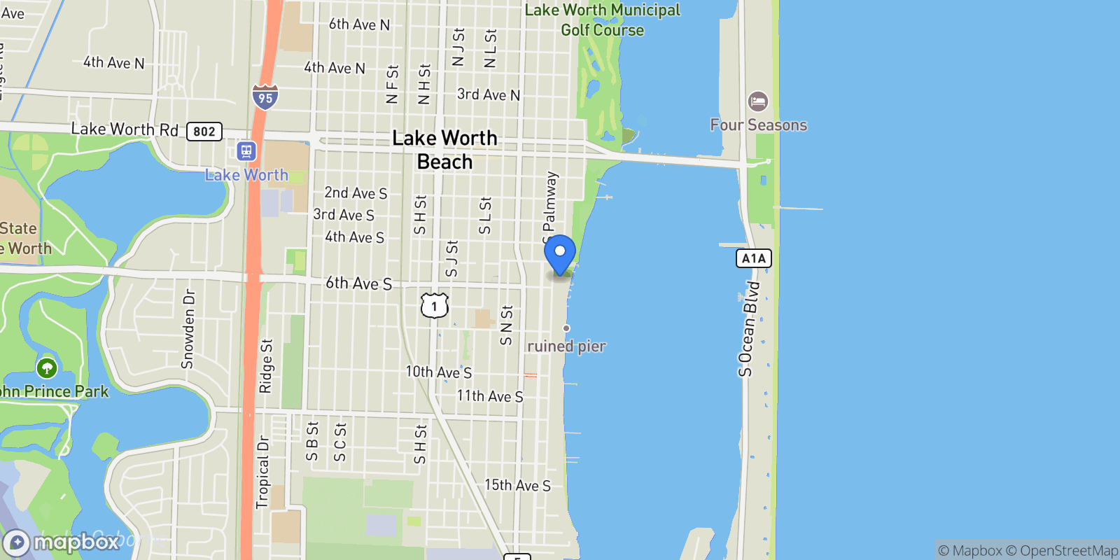 Map showing 524-530 S Lakeside Drive, Lake Worth, Florida, United States.