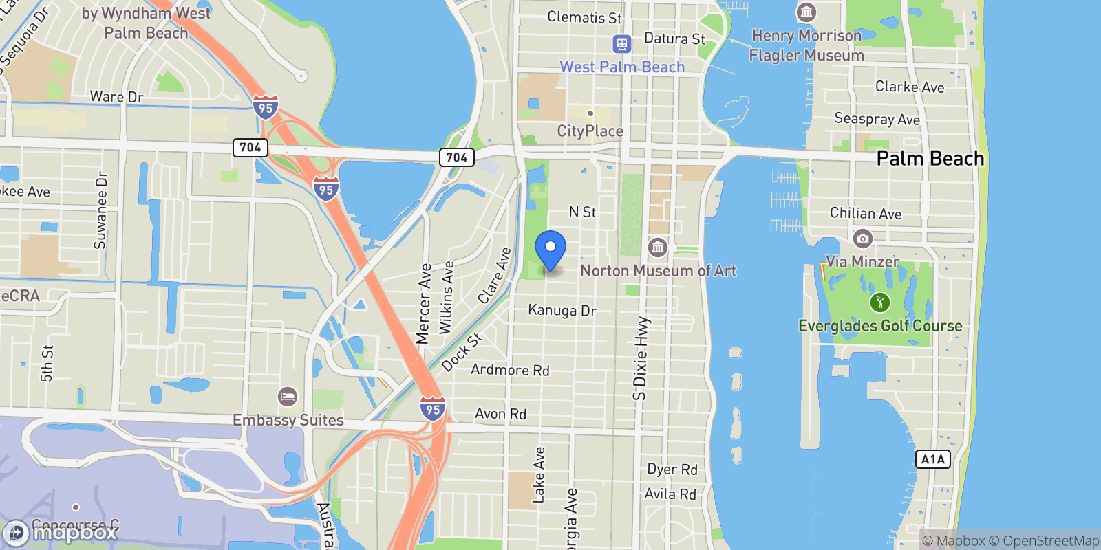 Map showing 1608 Lake Avenue, West Palm Beach, Florida, United States.
