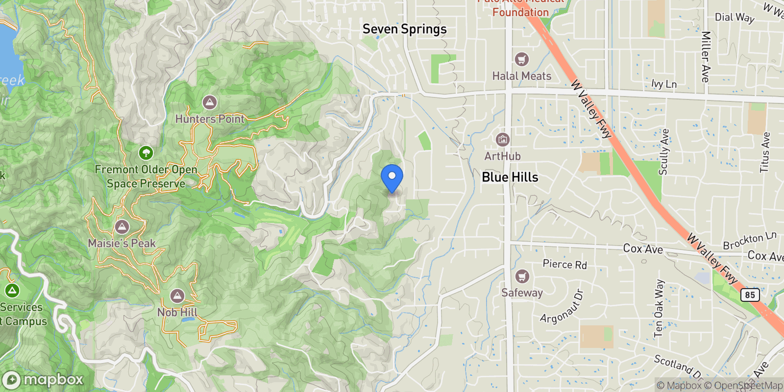 Map showing 12359 Farr Ranch Road, Saratoga, California, United States.