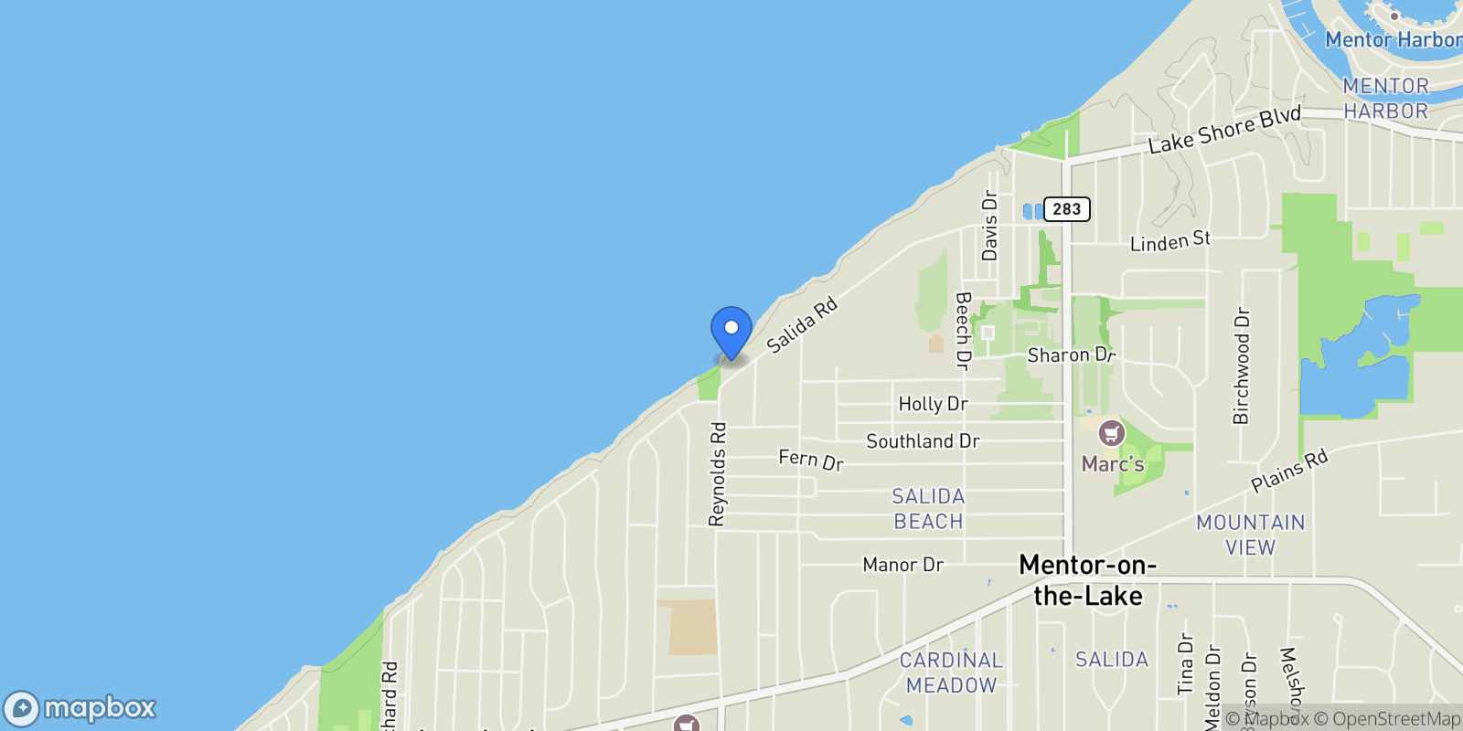 Map showing 7345 Salida Road, Mentor on the Lake, OH, 44060, USA, Kirtland Hills, Ohio, United States.