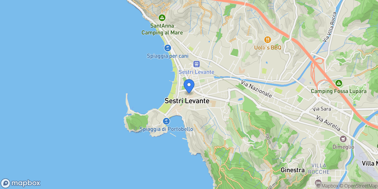 Map showing Corso Colombo, 16039 Sestri Levante GE, Italy, Sestri Levante, Liguria, Italy.