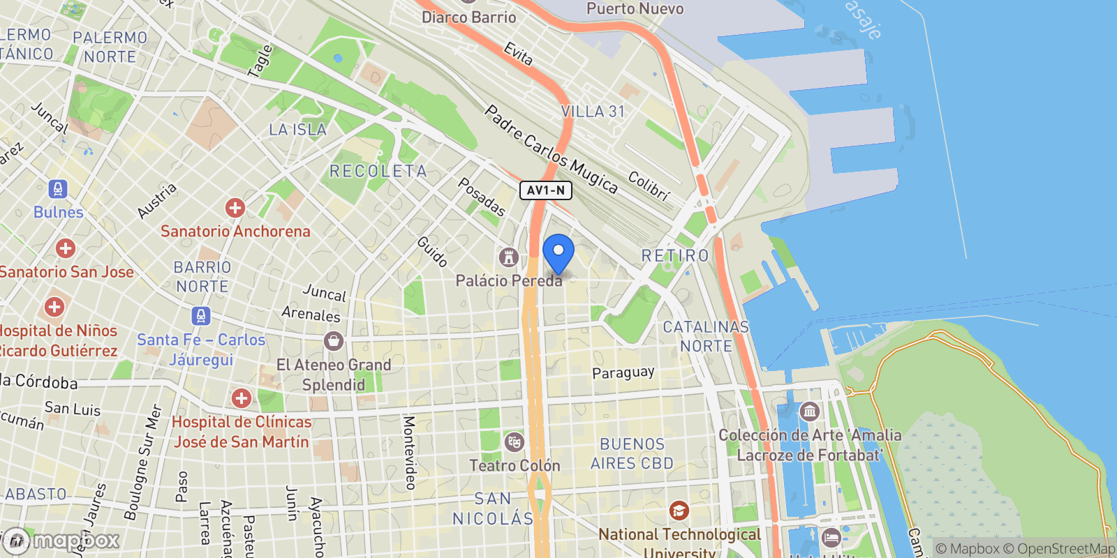 Map showing Juncal al 900, Retiro, Buenos Aires, Buenos Aires, Argentina.