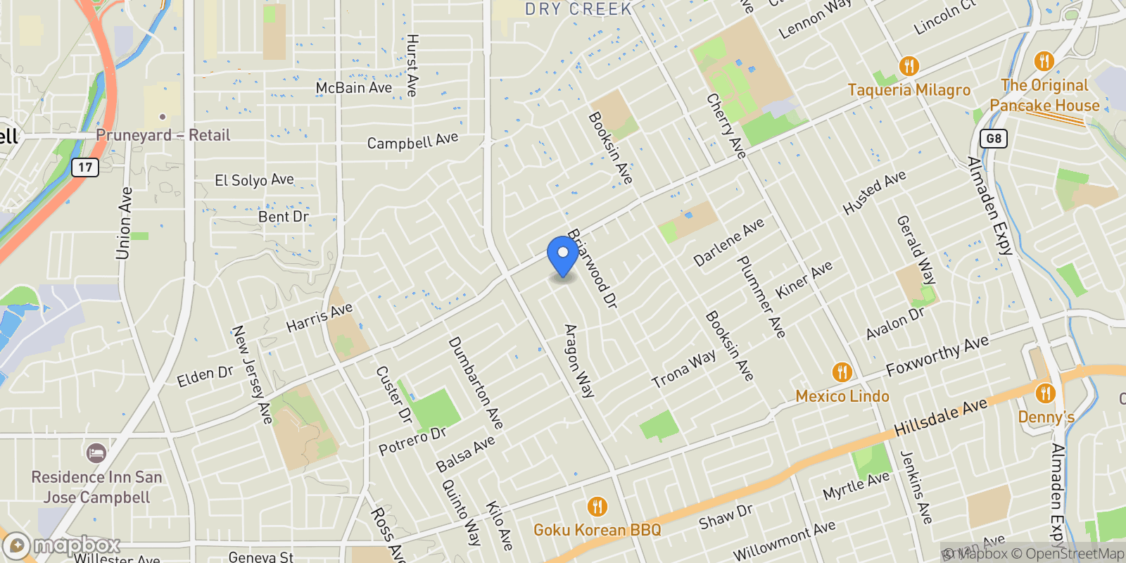 Map showing 1679 Catalonia Way, San Jose, California, United States.