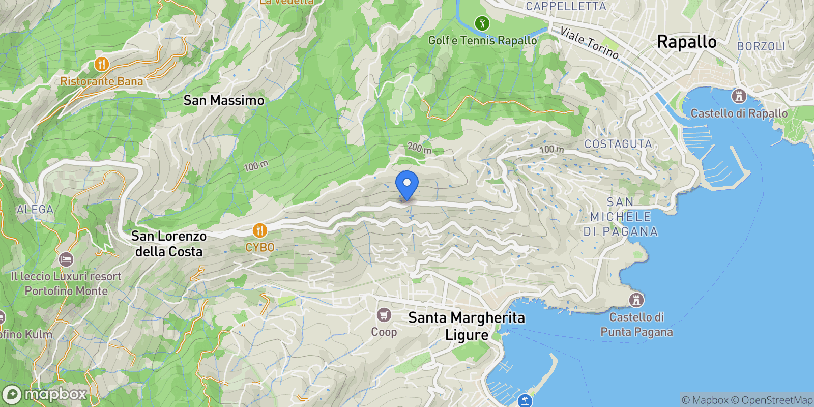Map showing Via Aurelia Ponente, 18, 16038 Santa Margherita Ligure GE, Italy, Santa Margherita Ligure, Liguria, Italy.