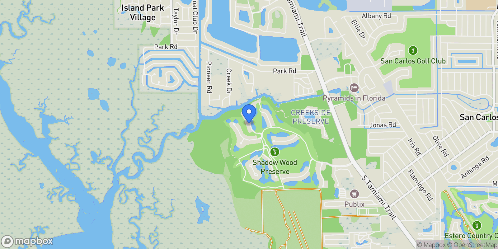 Map showing 18230 Creekside View Drive, Fort Myers, Florida, United States.