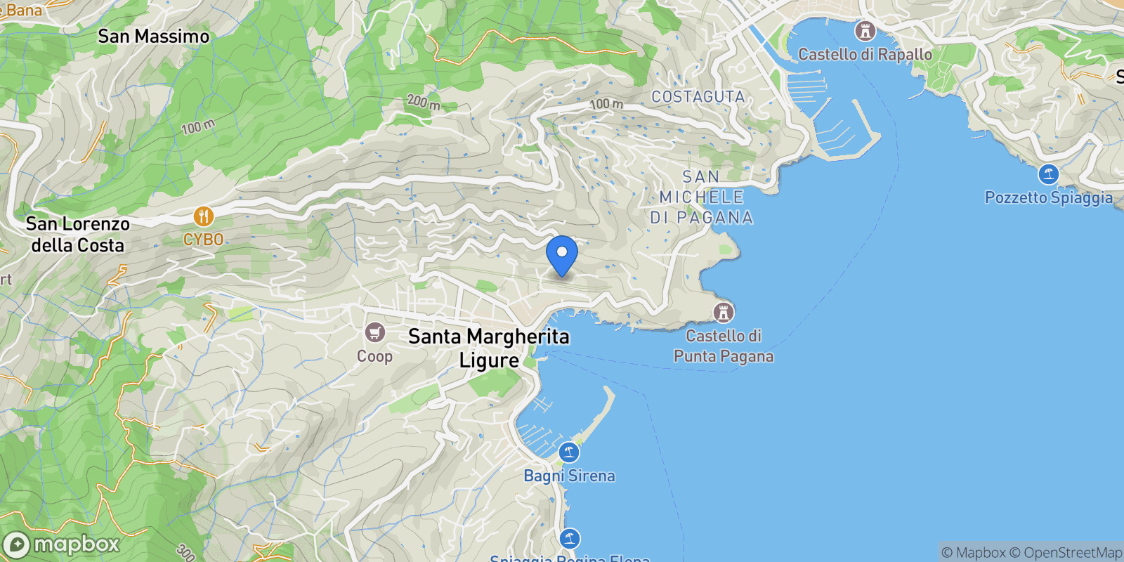 Map showing Via Fiume, Santa Margherita Ligure, Liguria, Italy.