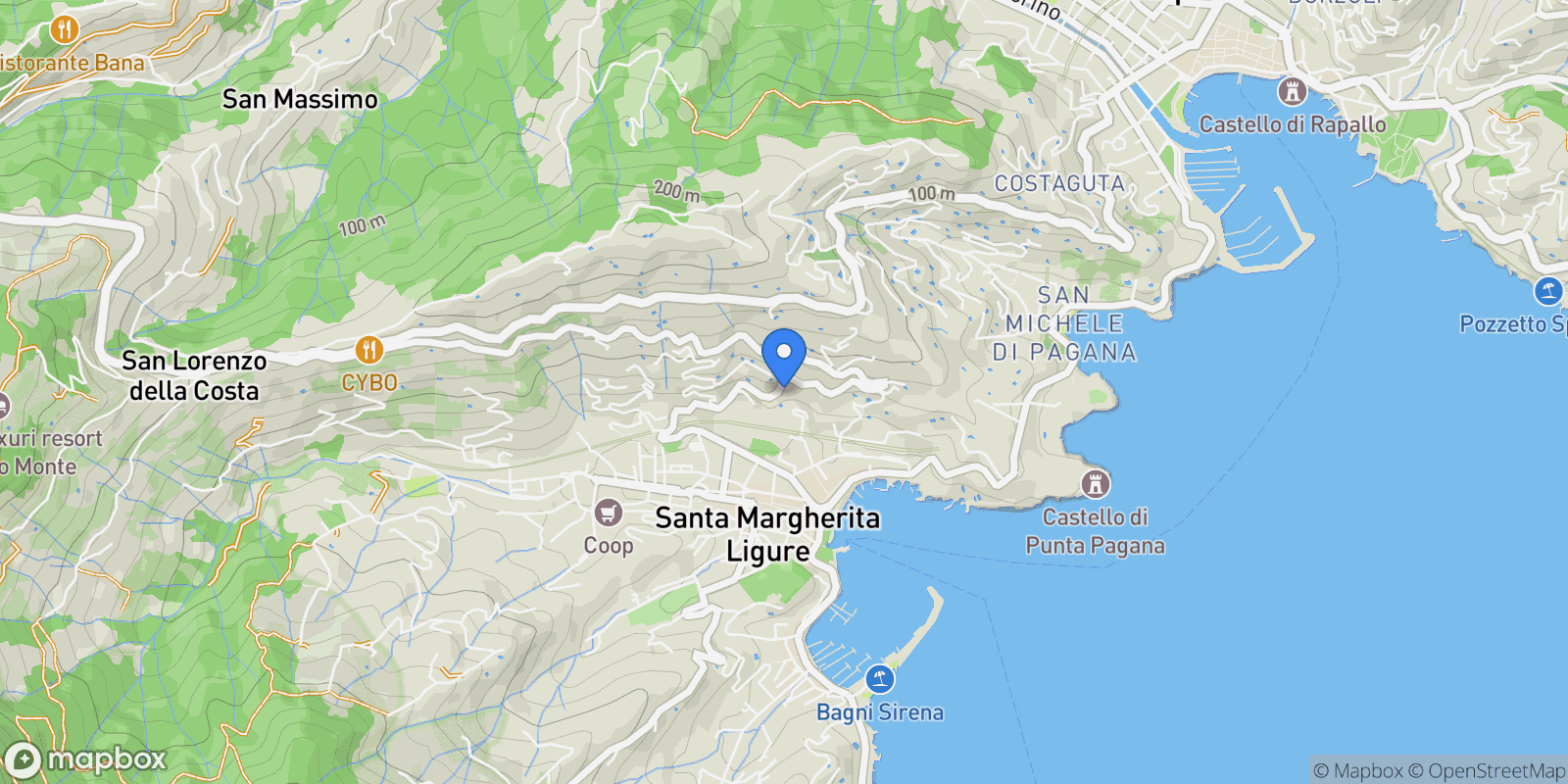 Map showing Corso Nicolò Cuneo, 38, 16038 Santa Margherita Ligure GE, Italy, Santa Margherita Ligure, Liguria, Italy.