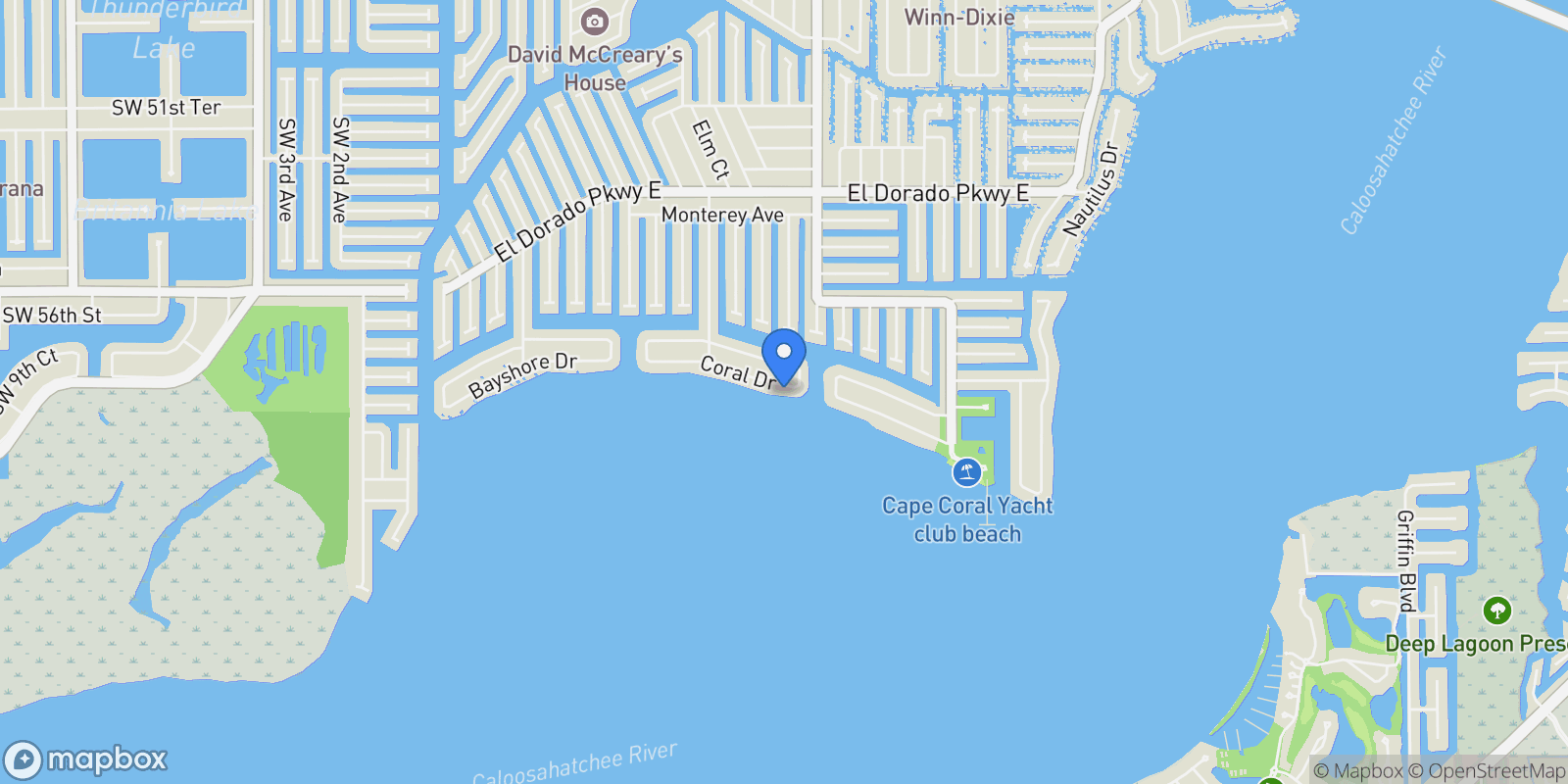 Map showing 656 Coral Drive, Cape Coral, Florida, United States.
