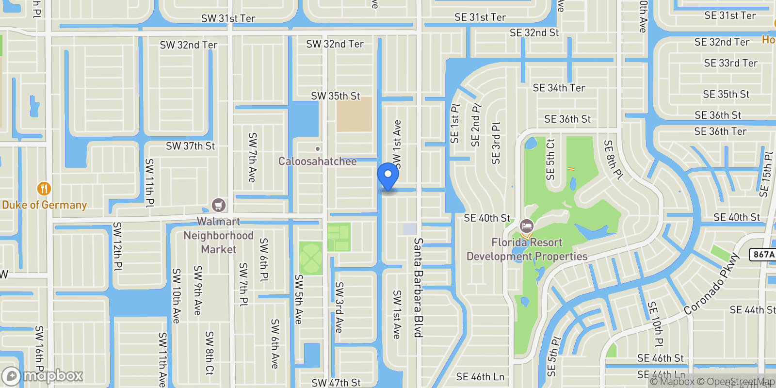 Map showing 141 SW 39th Street, Cape Coral, FL, United States.