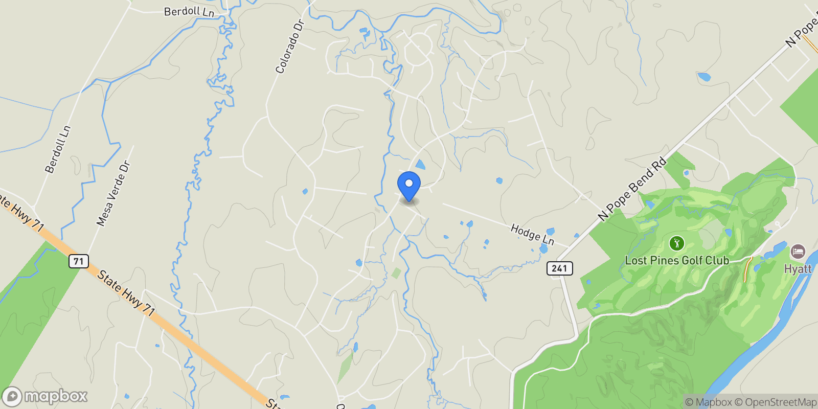 Map showing 110 Buteo ST, Cedar Creek, Texas, United States.