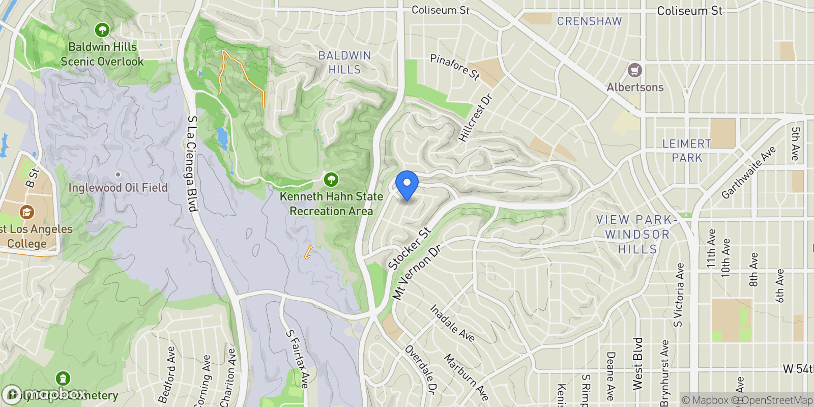 Map showing 4521 Don Timoteo Drive, Los Angeles, California, United States.