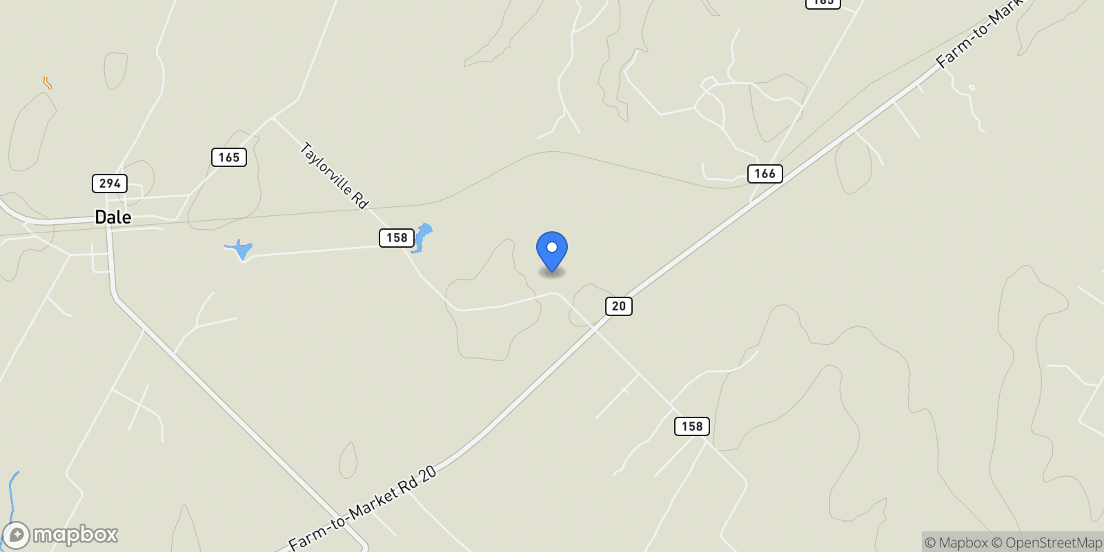 Map showing 8400 Taylorsville RD, Dale, Texas, United States.