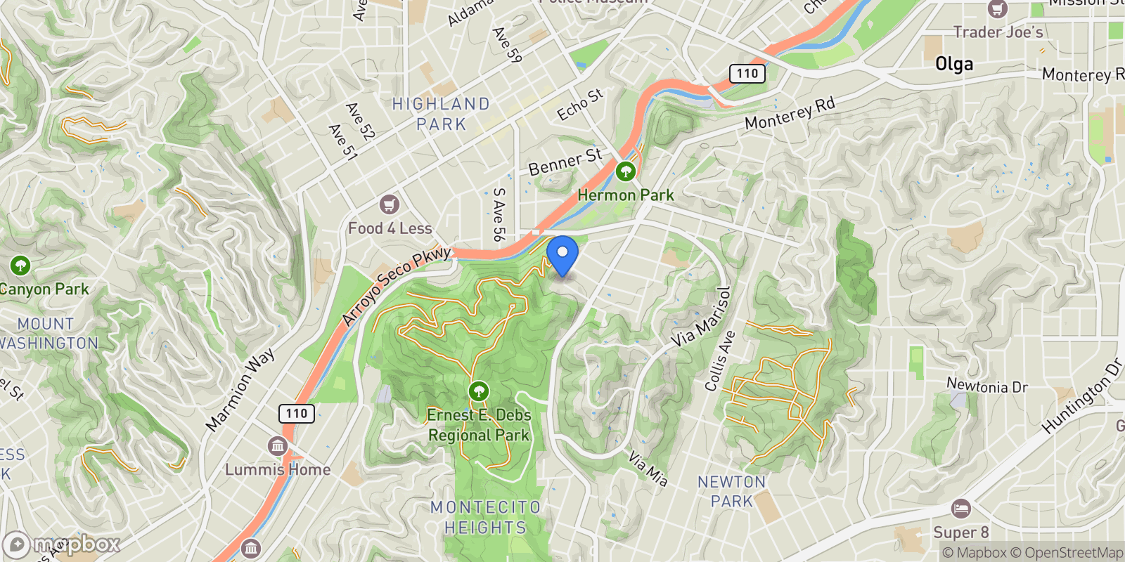 Map showing 5427 Bushnell Way, Los Angeles, California, United States.