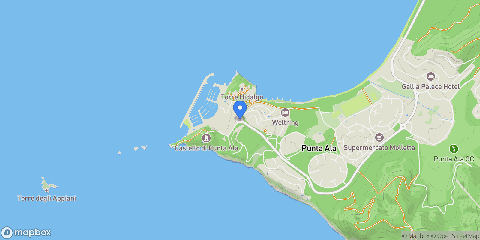 Map showing 58043 Punta Ala, Province of Grosseto, Italy, Punta Ala, Tuscany, Italy.