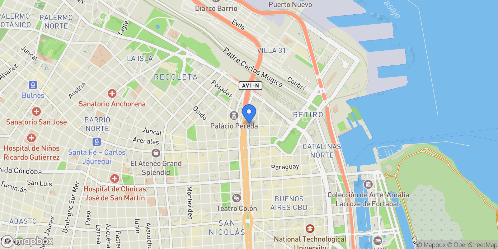 Map showing Carlos Pellegrini al 1300, Retiro, Buenos Aires, Buenos Aires, Argentina.