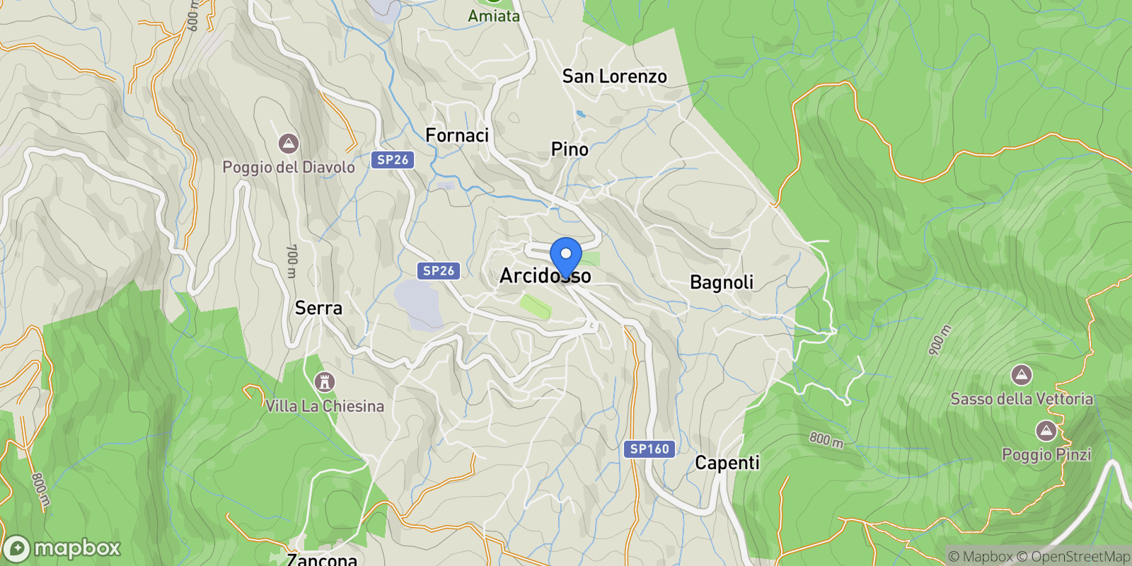 Map showing 58031 Arcidosso, Province of Grosseto, Italy, Arcidosso, Tuscany, Italy.