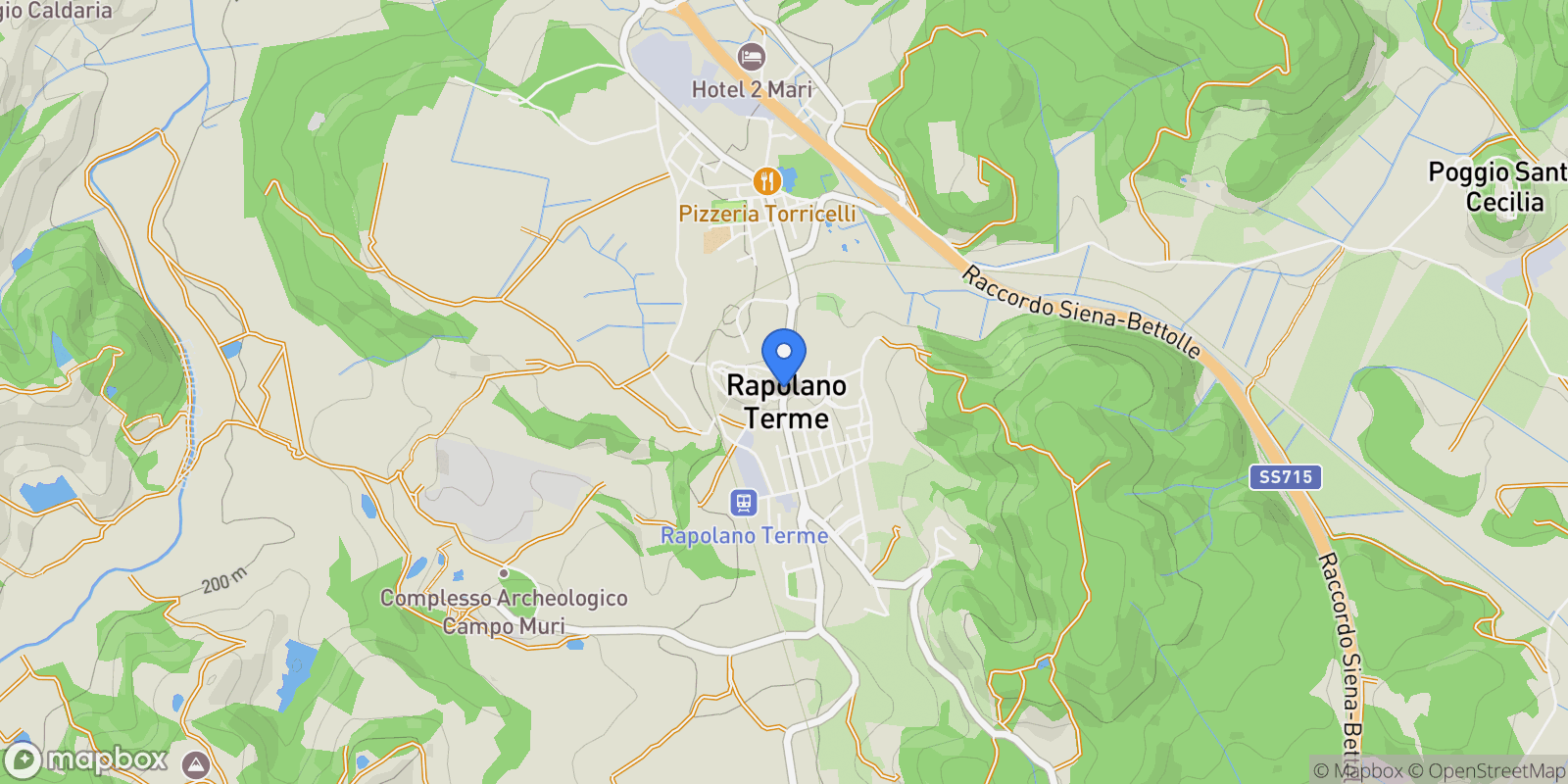Map showing 53040 Rapolano Terme, Province of Siena, Italy, Rapolano Terme, Tuscany, Italy.