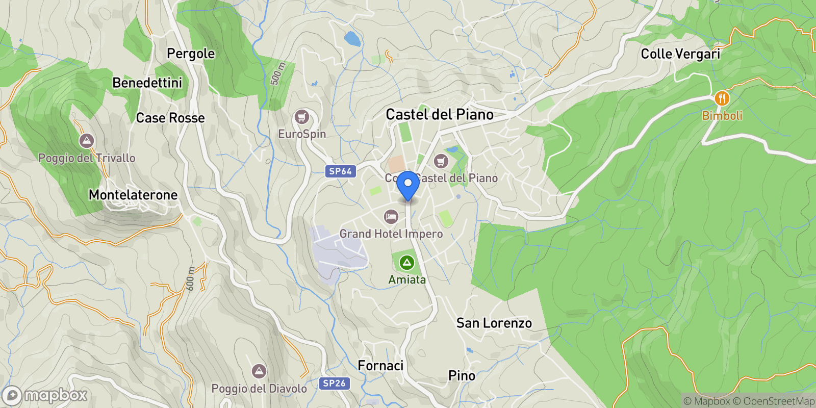 Map showing 58033 Castel del Piano, Province of Grosseto, Italy, Castel del Piano, Tuscany, Italy.