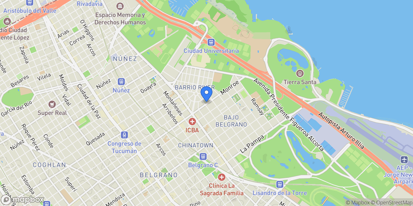 Map showing Monroe al 1200, Belgrano, Buenos Aires, Buenos Aires, Argentina.