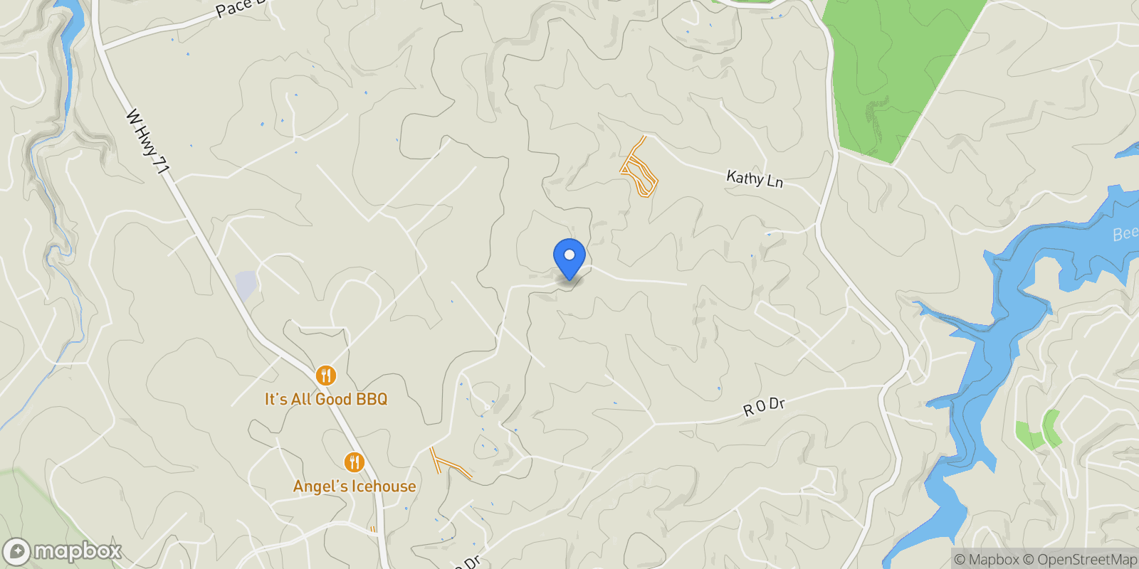 Map showing 3425 Crawford RD, Spicewood, Texas, United States.