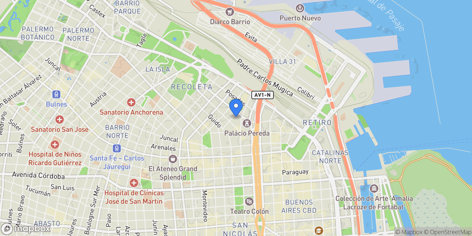 Map showing Parera al 100, Recoleta, Buenos Aires, Buenos Aires, Argentina.