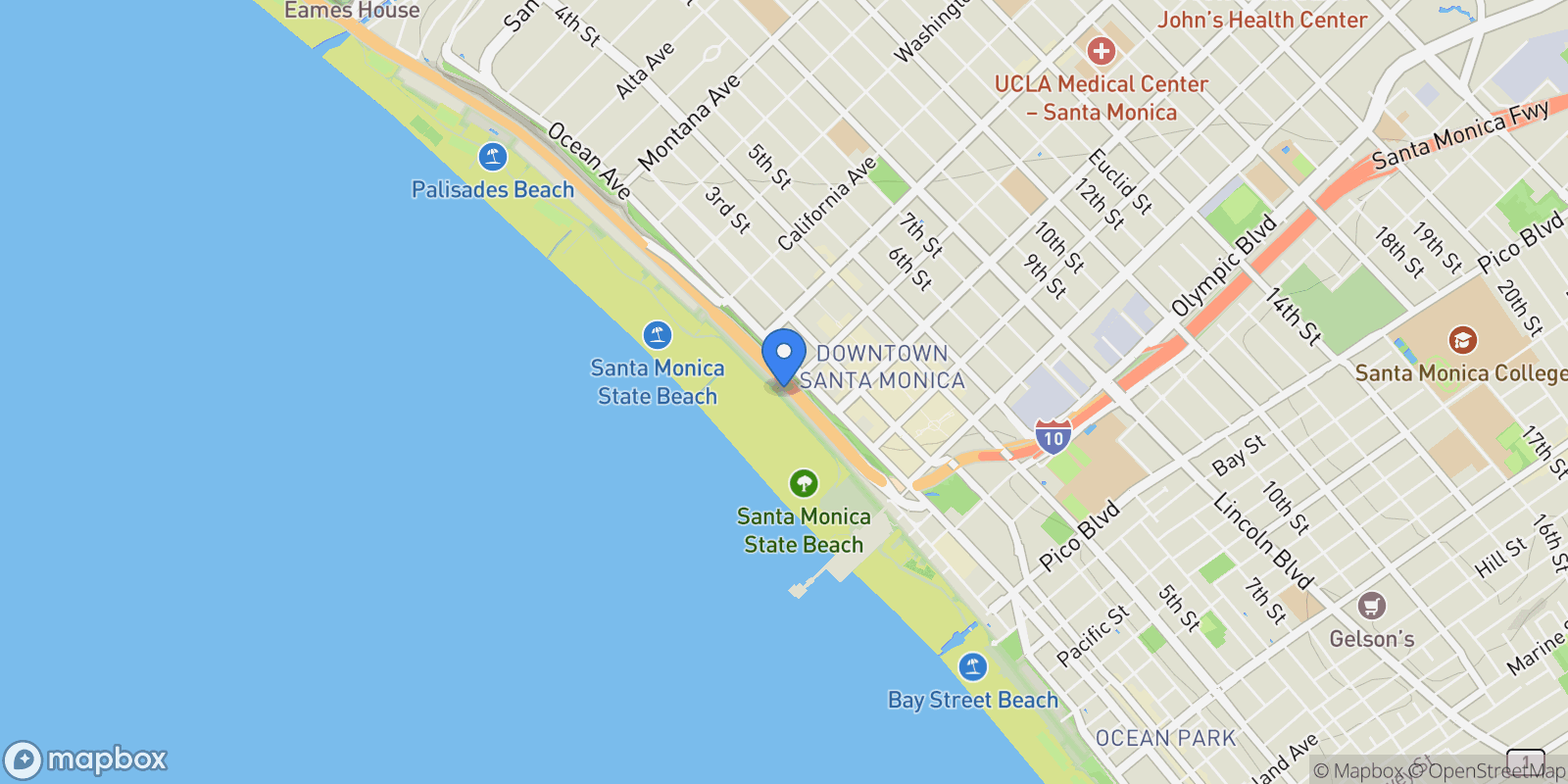Map showing 1267 Palisades Beach Road, Santa Monica, California, United States.