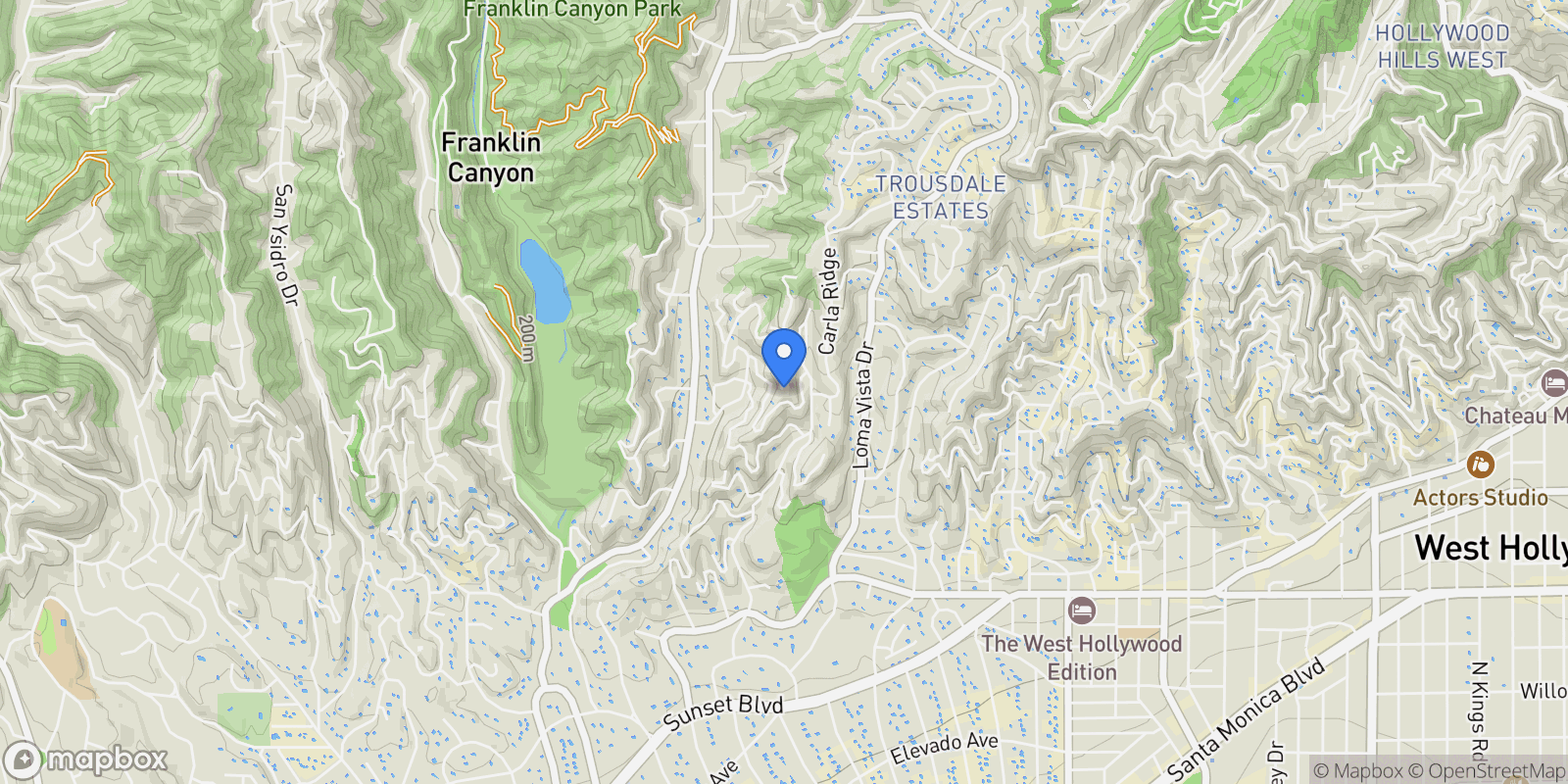 Map showing 1500 Gilcrest Drive, Beverly Hills, California, United States.
