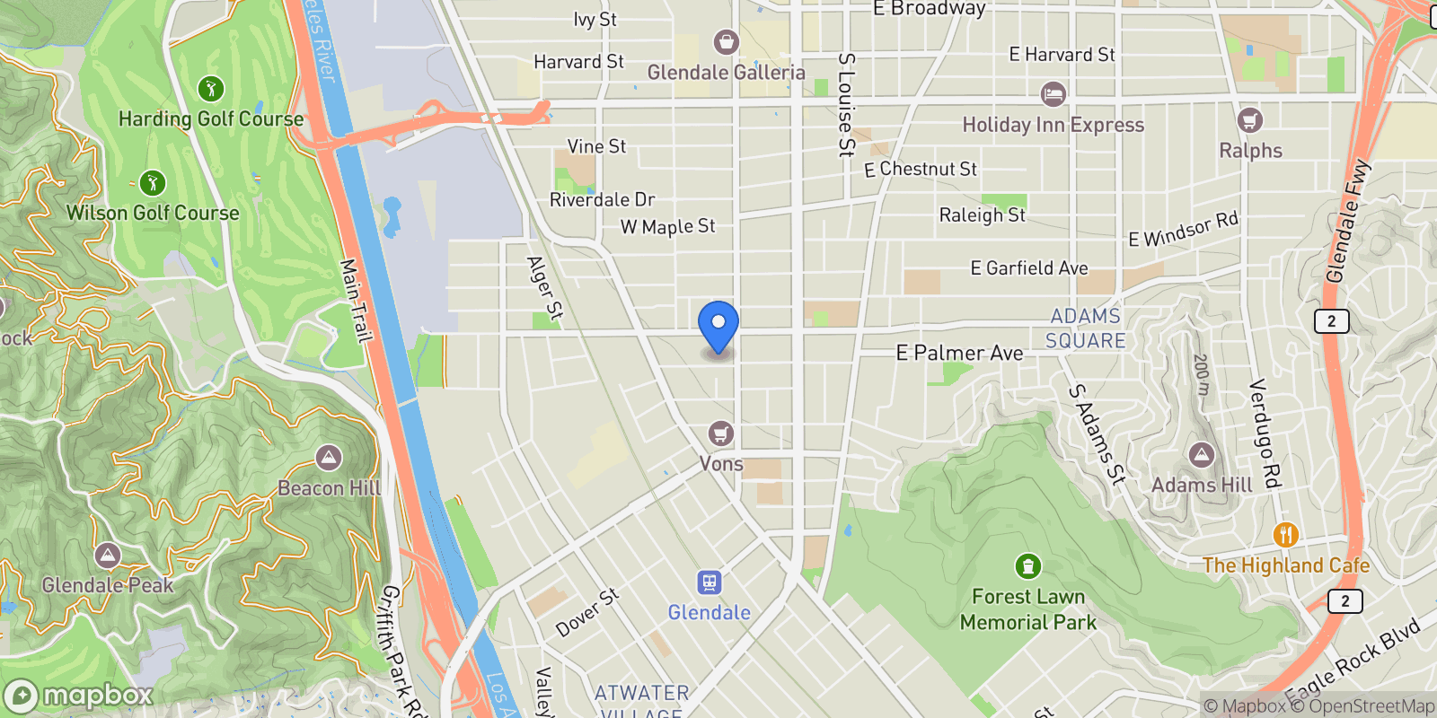 Map showing 317 W Palmer Avenue, Glendale, California, United States.