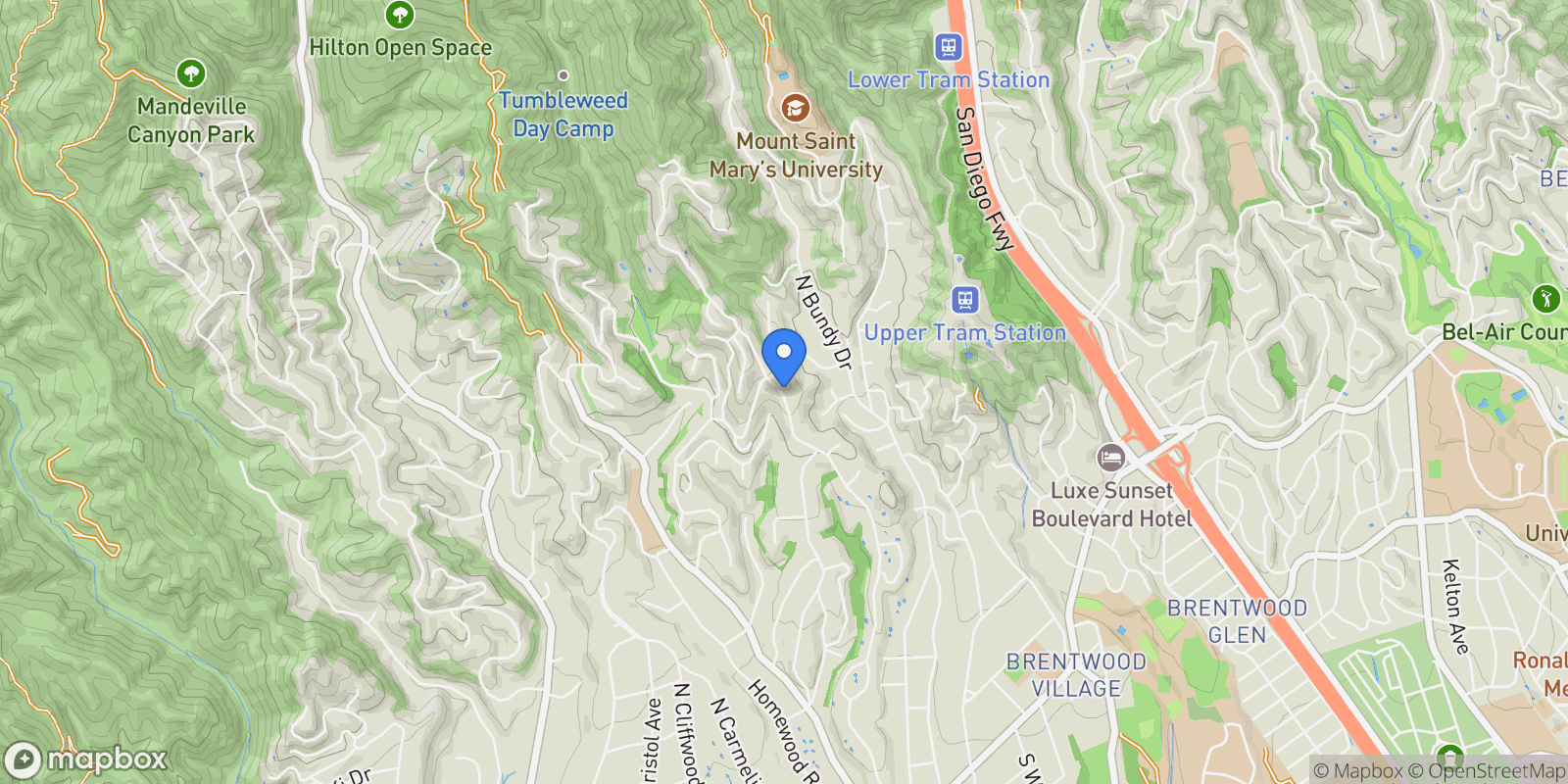 Map showing 800 N Tigertail Road, Los Angeles, California, United States.