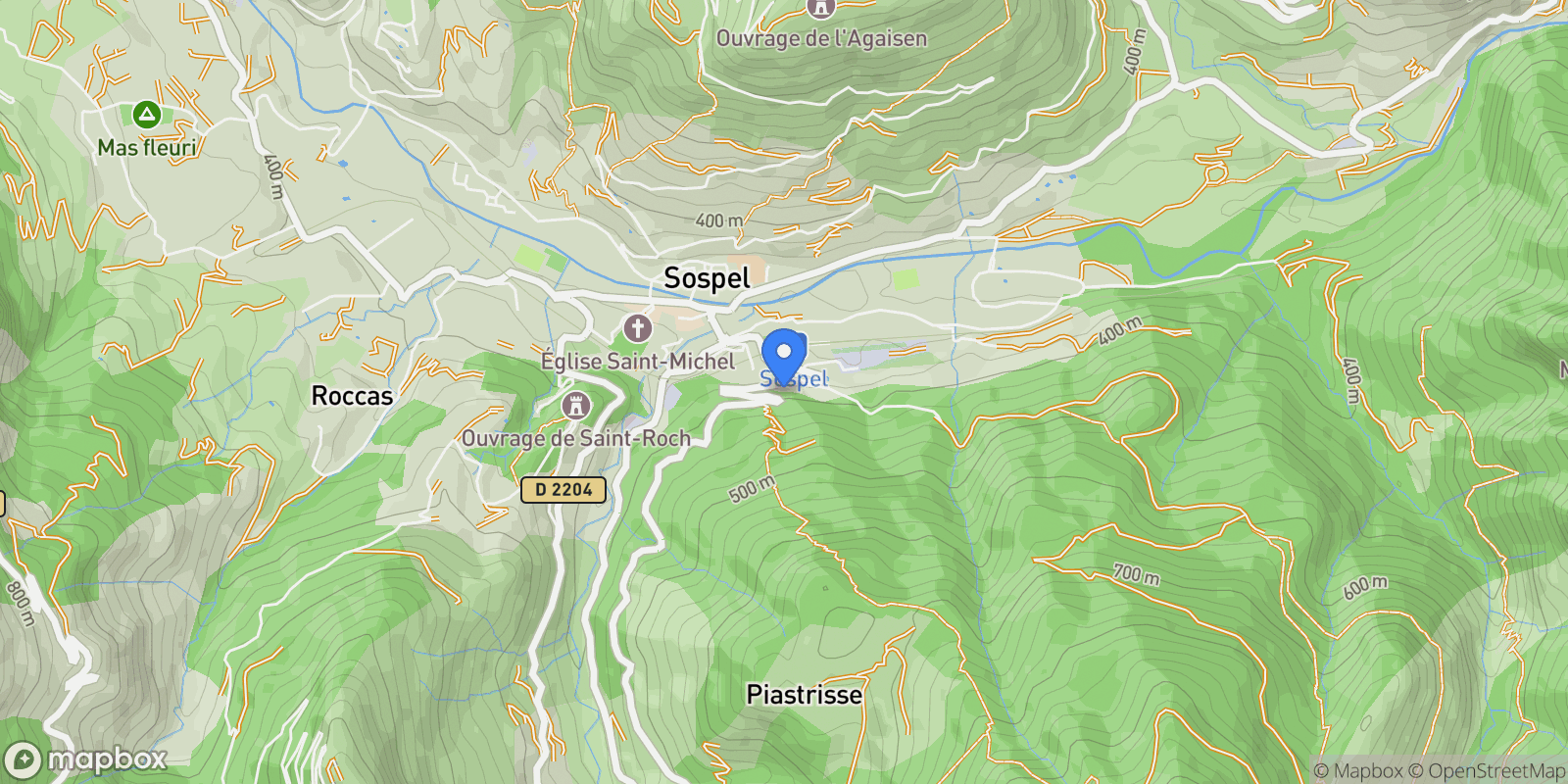 Map showing Sospel, Provence-Alpes-Côte d'Azur, France.